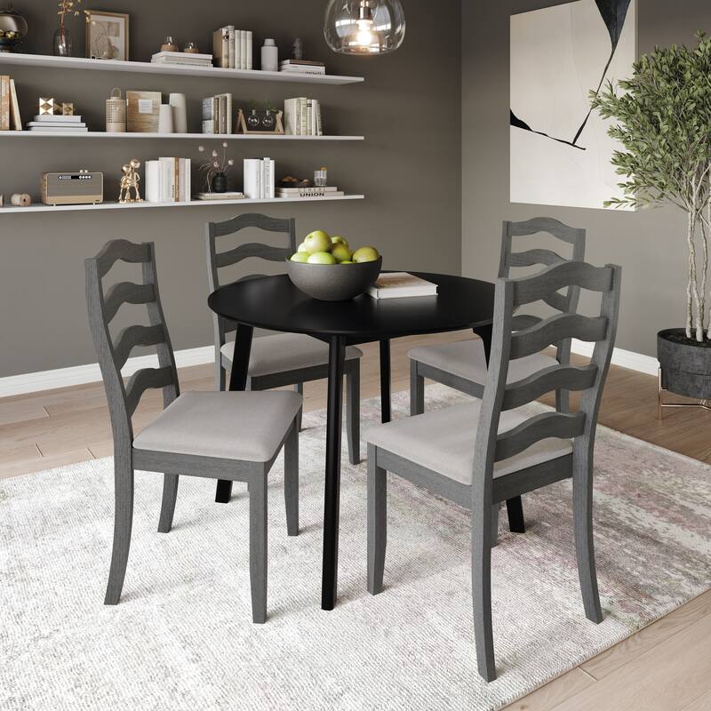 CraftPorch Sophistique 4-Piece Chair and Round Table Wooden Dining Set