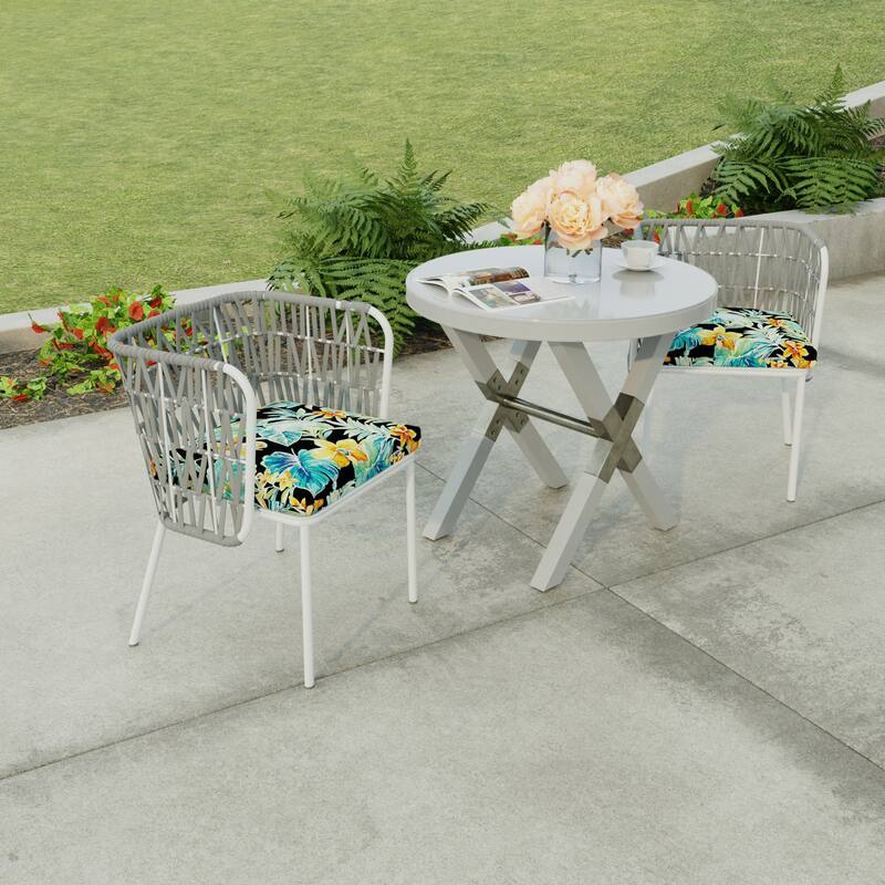 19" x 17" Outdoor Seat Cushion with Ties - Set of 2 - 19" W x 17" L x 2" H - Beachcrest Caviar