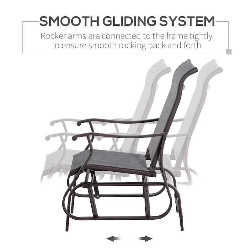 Outsunny Outdoor Swing Glider Chair, Patio Mesh Rocking Chair with Steel Frame for Backyard, Garden and Porch