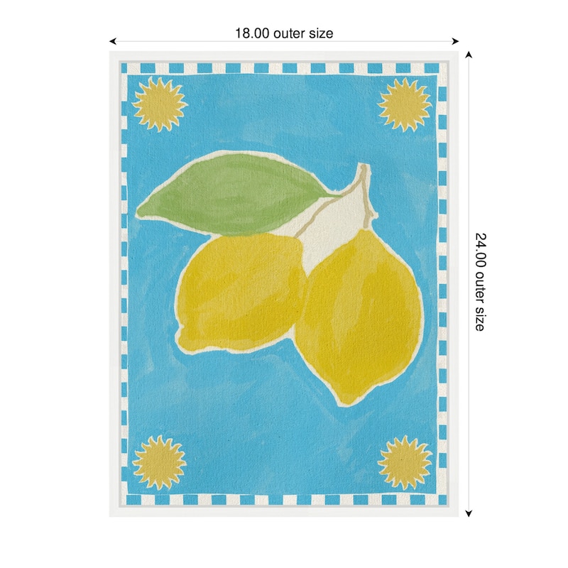 Kate and Laurel Sylvie Lush Duo 2 Lemon Framed Canvas by Shatha Al Dafai