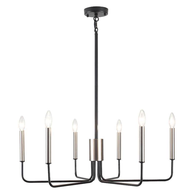 Modern 6-Light Simple Candle Chandelier for Kitchen Island, Living Room, Bedroom, Foyer