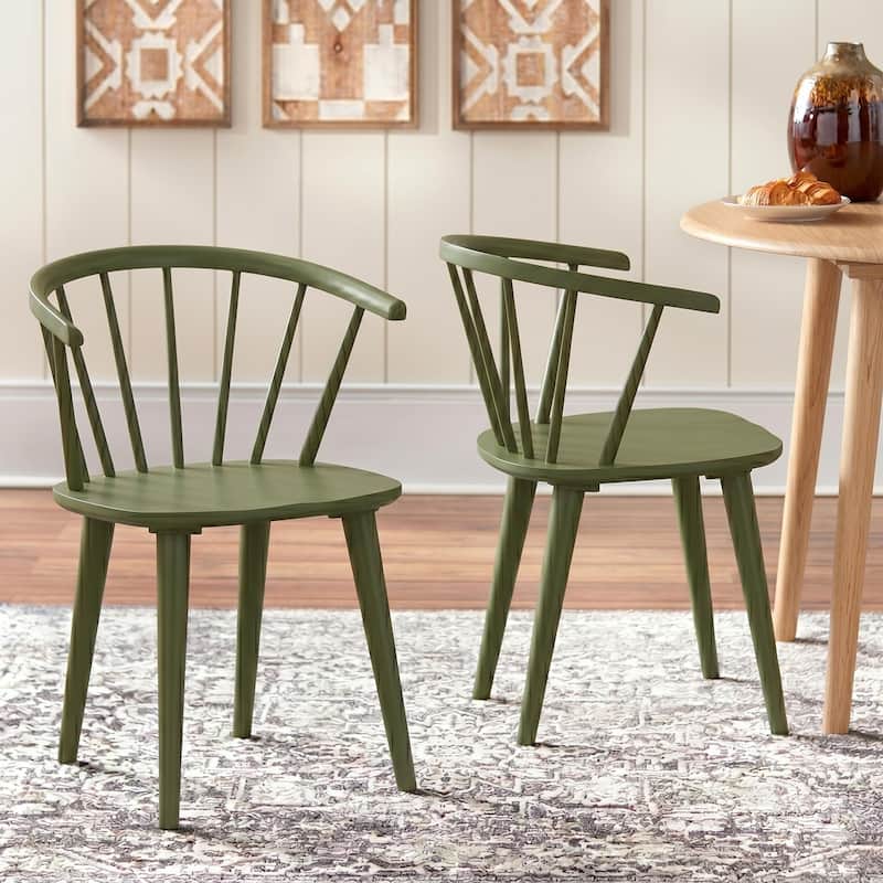 Simple Living Florence Solid Wood Spindle Dining Chairs (Set of 2) - Olive Green