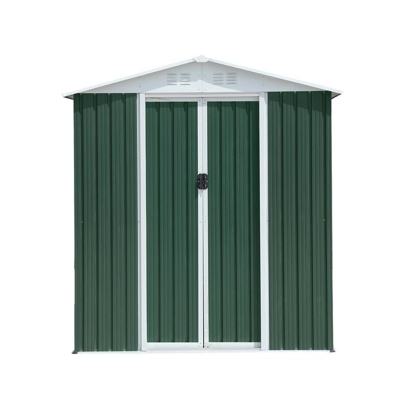 6FTx4FT Apex Roof Green Outdoor Tool Storage House Garden Shed