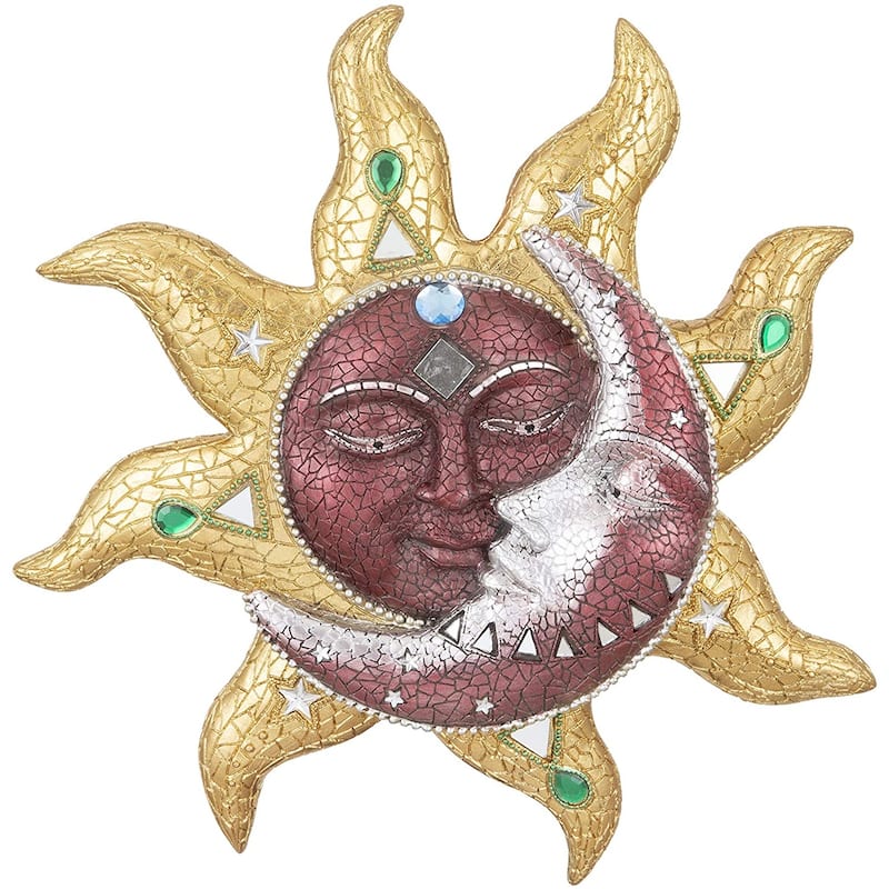 Q-Max Mosaic Sun and Moon Wall Decor - Red - Medium