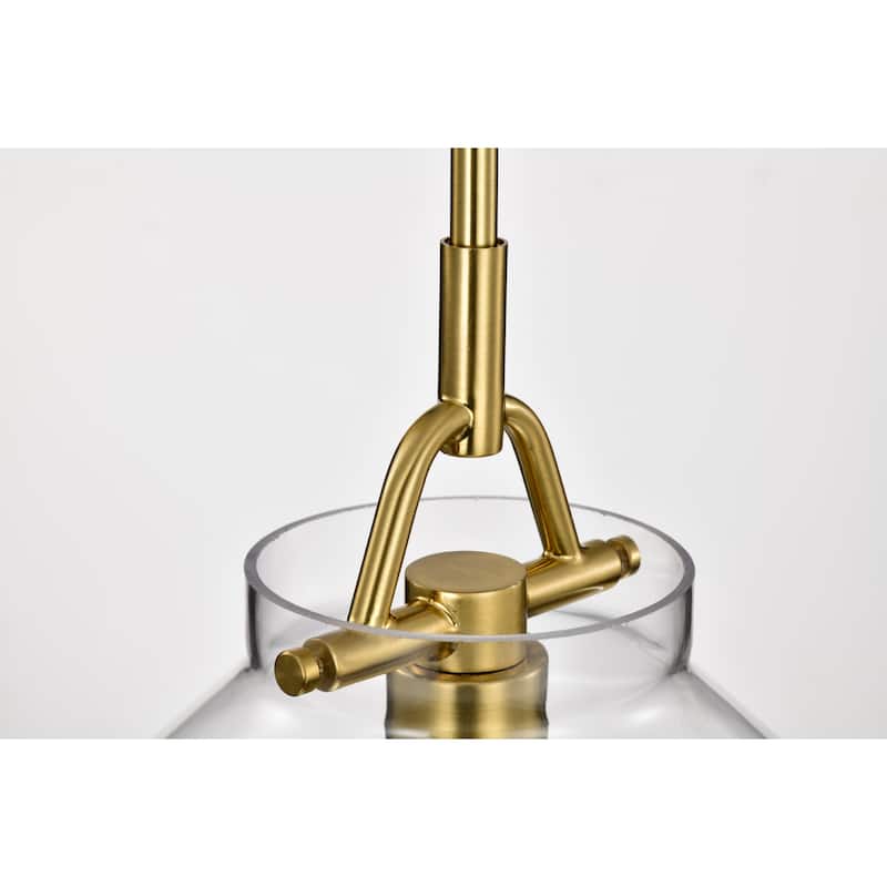 Magno Brass Pendant Light with Clear Glass Lantern Shade - Brass-Clear