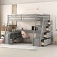 preview thumbnail 4 of 19, Twin Size Loft Bed with 7 Drawers 2 Shelves and Desk Grey