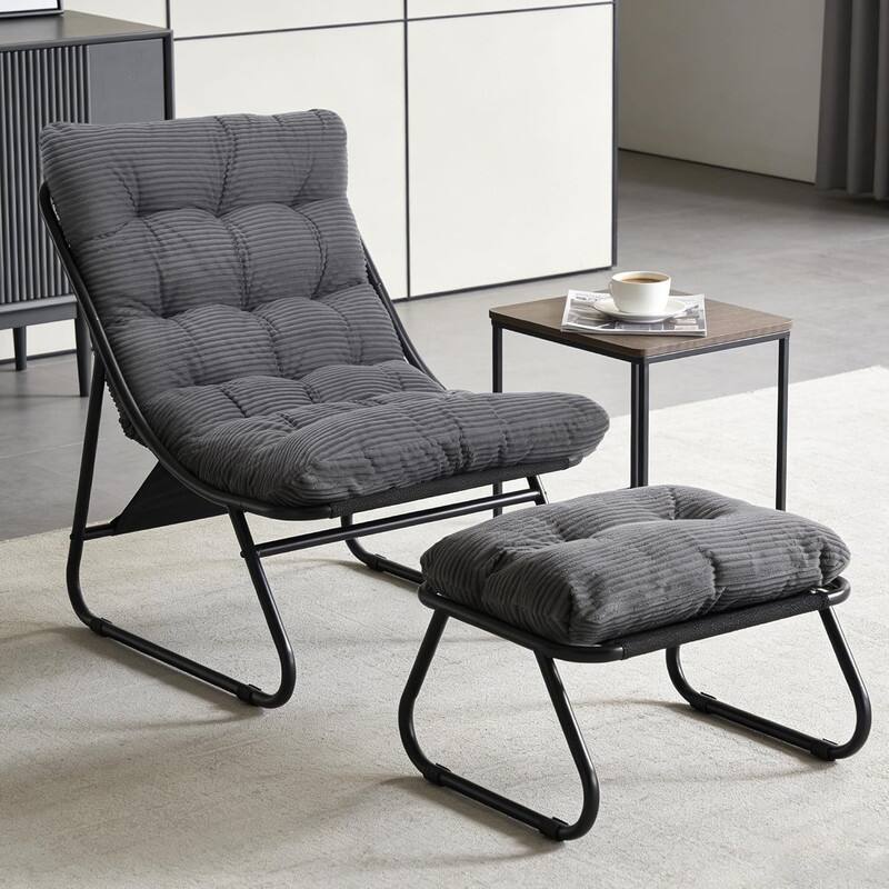 Patio Outdoor Comfy Ergonomic Lounge Chair with Ottoman for Indoor Living Room, Bedroom or Office, Outdoor Pool, Beach, Patio