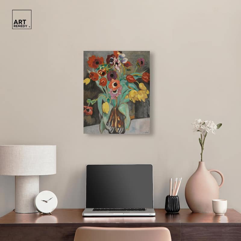 Valtat Anemones Tulipes Canvas by Art Remedy, Gallery Wrapped