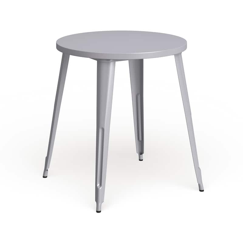 30'' Round Metal Indoor-Outdoor Table - 30"W x 30"D x 29.5"H - Silver