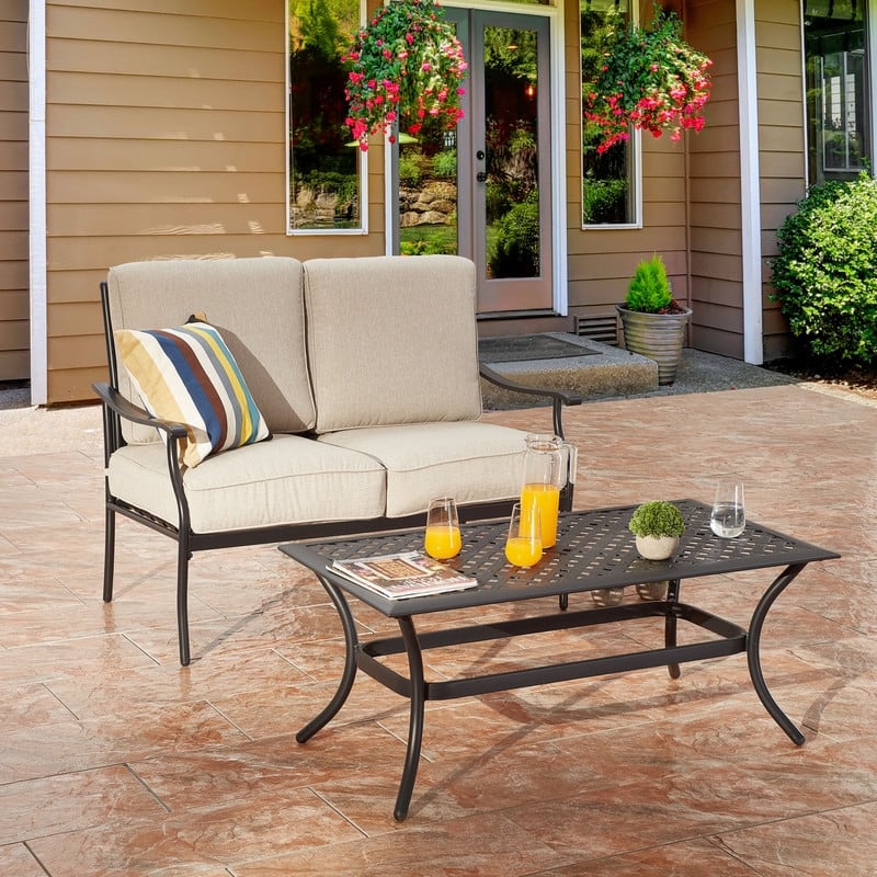 Patio Festival 2-Piece Outdoor Loveseat and Coffee Table Set