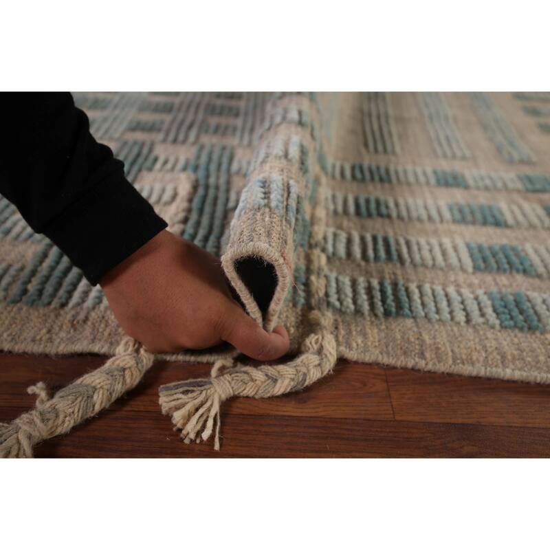 Earth Tone Moroccan Modern Area Rug Hand-Knotted Wool Carpet - 8'0"x 10'10"