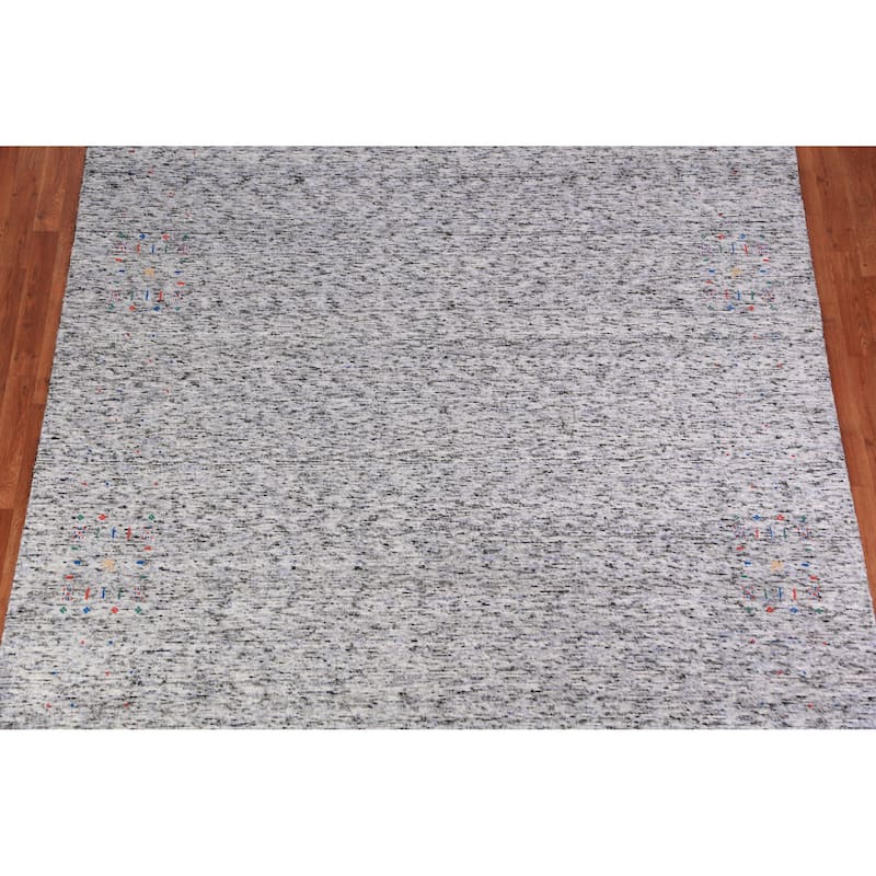 Gabbeh Indian Area Rug Hand-Knotted Oriental Silk Carpet - 7'9" x 9'11"