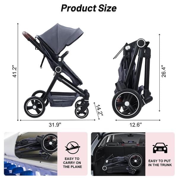 dimension image slide 2 of 3, Convertible Baby Stroller for Toddler 1-3
