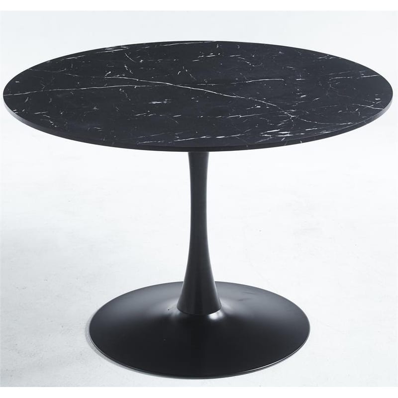 42.1" Tulip Dining Table With Round Marble Pattern Table Top for 4-6 People