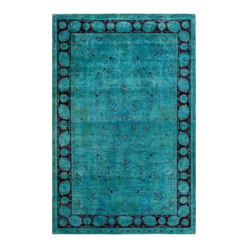 Contemporary Overdyed Wool Hand Knotted Area Rug - 6' 3" x 9' 4"