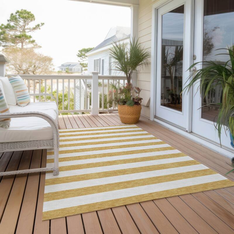 Almiro Stripe Weather Resistant Classic Meets Modern Outdoor Rug