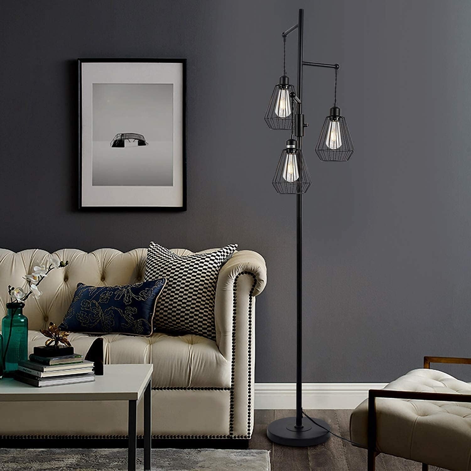 トリアルの Dimmable Floor Lamp， Farmhouse Industrial Floor Lamp