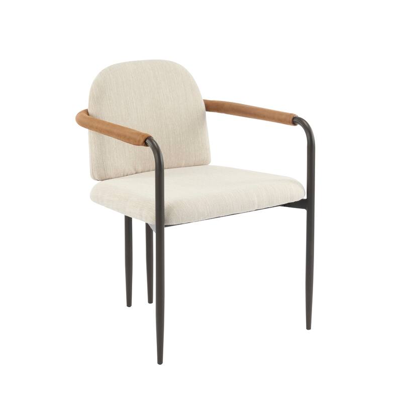 Upholstered Arm Chair Dining Chairs (Set of 2) - Beige,Espresso