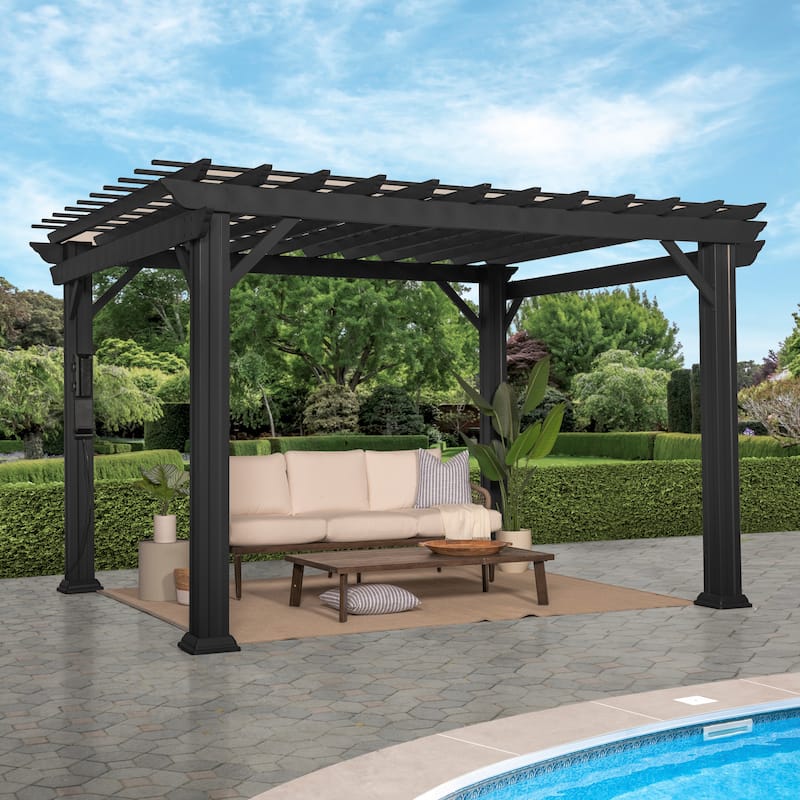Backyard Discovery Stratford 12x10' Galvanized Steel Pergola w/ Canopy