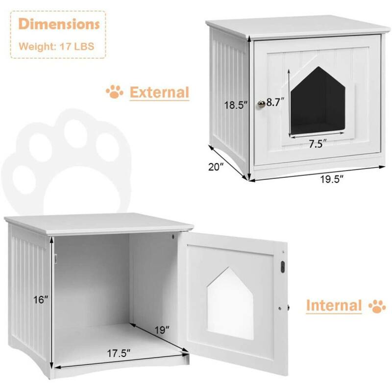 20"Brown Wooden Cat Litter Box End Table