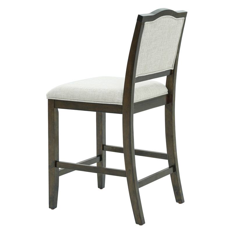 Counter Height Bar Stools Set of 2, Fabric Upholstered Kitchen Island Stools, Breakfast Bar Chairs with Ergonomic Backrest