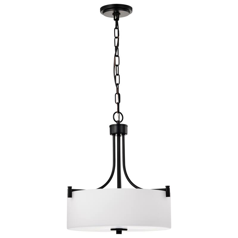 Liam 3 Light Pendant Matte Black White Opal Glass - Matte Black