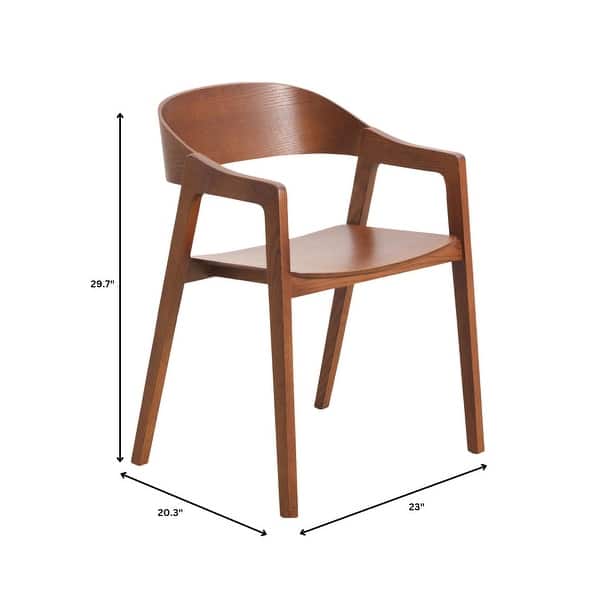 dimension image slide 0 of 4, Rivo Mid-Century Modern Solid Oak Wood Accent Dining Chair with Open Back for Dining Room, Living Room and Kitchen