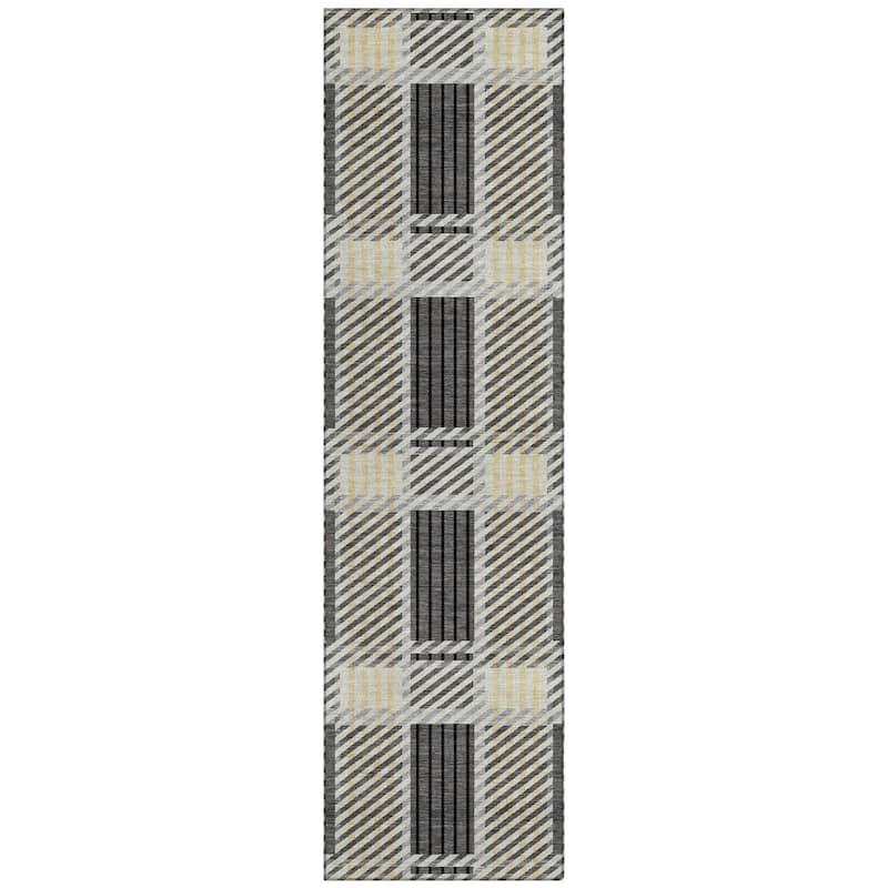 Machine Washable Indoor/ Outdoor Geometric Stripe Chantille Rug