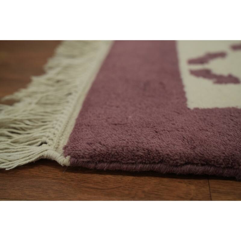 Hand Knotted Oriental 100% Wool Carpet Modern All-Over Purples Gabbeh Area Rug - 9' 1'' X 6' 2''