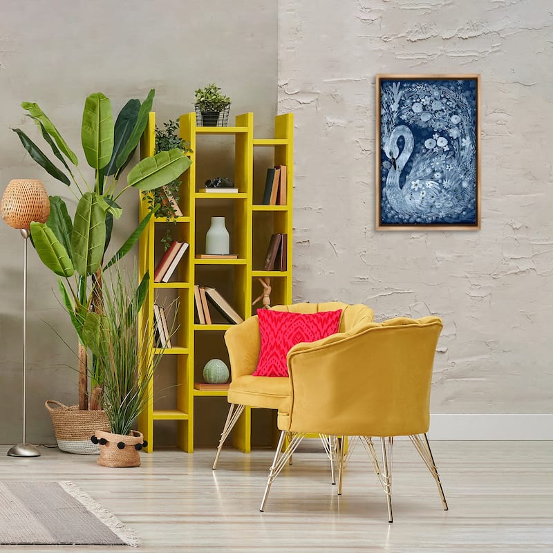 Stupell Swirling Florals Swan Framed Floater Canvas Wall Art Design By Kay Widdowson