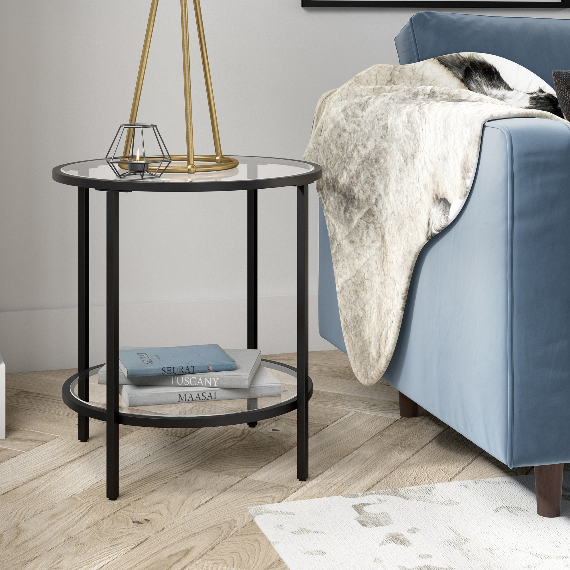 Round glass accent shop table
