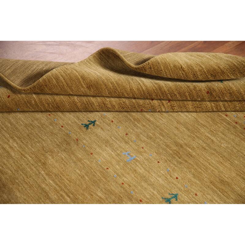 Tribal Gold Gabbeh Oriental Area Rug Handmade Wool Carpet - 5'3"x 7'8"