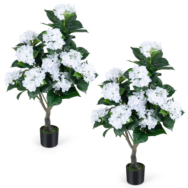 Costway Artificial Hydrangea Tree, 2-Piece Set, 43.5