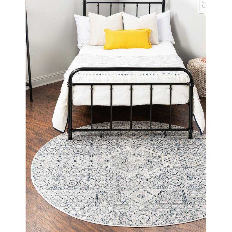 Traditional Haifa Collection Area Rug - Gray - 10'2" Round