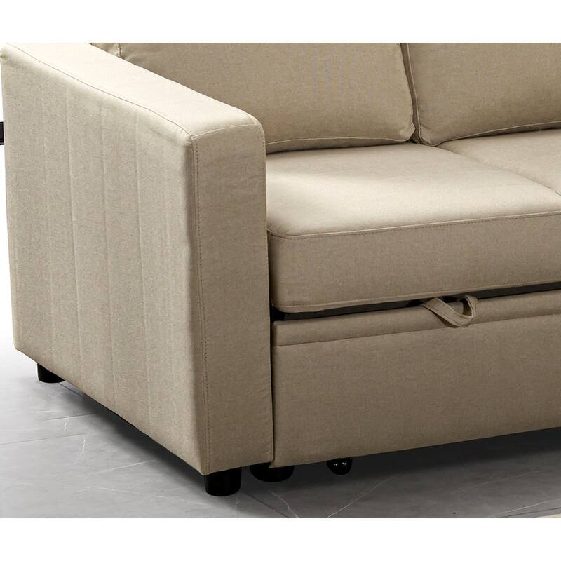 Sectional Sofa Bed, Beige, Polyester, 82x82x35 inches - Space-saving & Easy Install