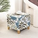 preview thumbnail 65 of 149, Adeco Square Storage Ottoman 17 inch Footstool Blue-Floral-Linen