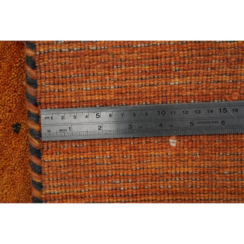 Hand Knotted Oriental 100% Wool Carpet Tribal Animal Pictorial Oranges & Rust Gabbeh Area Rug - 8' 0'' X 7' 11''