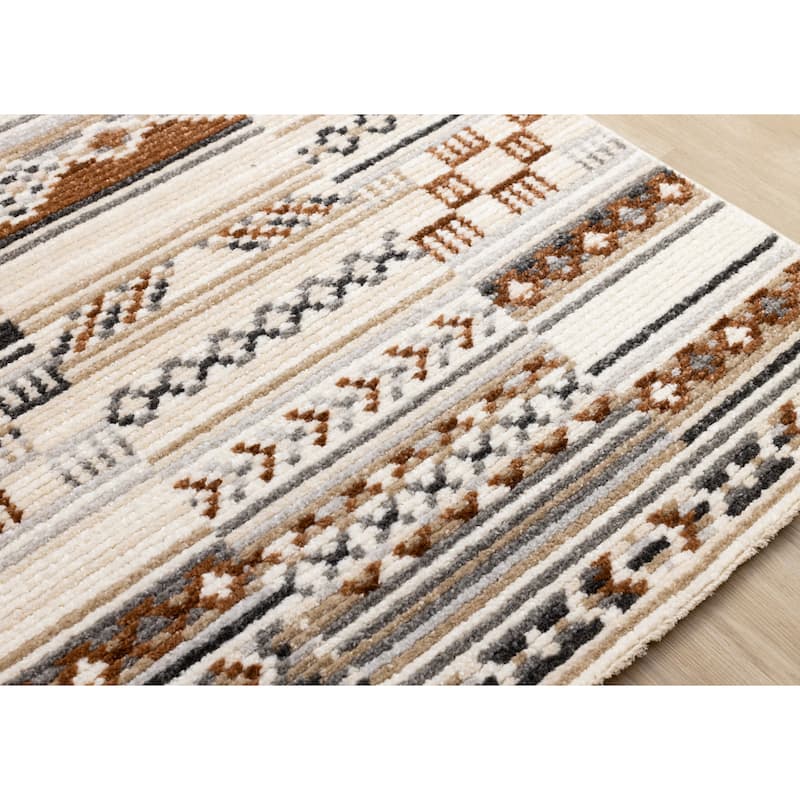 Nalani Collection - Textured Soft Cream Grey Southwest Rug