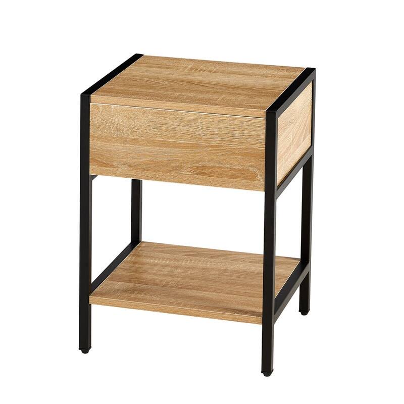 1-Piece or 2-Piece 15.74" Rattan Side Table with Drawer