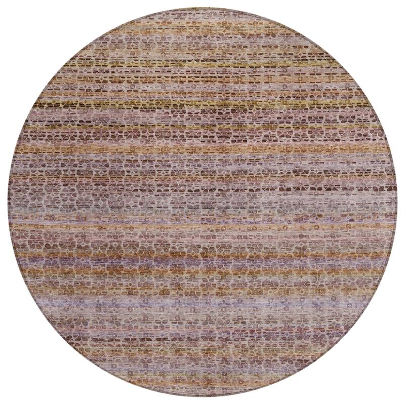 Machine Washable Indoor/Outdoor Transitional Striped Chantille Rug