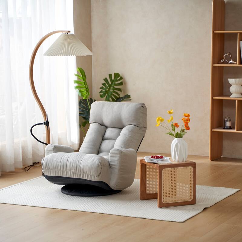 Adjustable Lounge Sofa Chair with 360° Rotating Base and Built-In Phone Holder