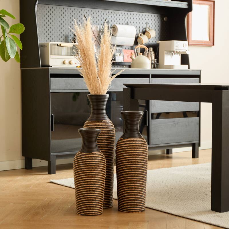 3-Piece Set Decorative Floor Vases, Floor Vases With High Independent Flower Racks, Artificial Vine Vases, Pvc Floor Vases