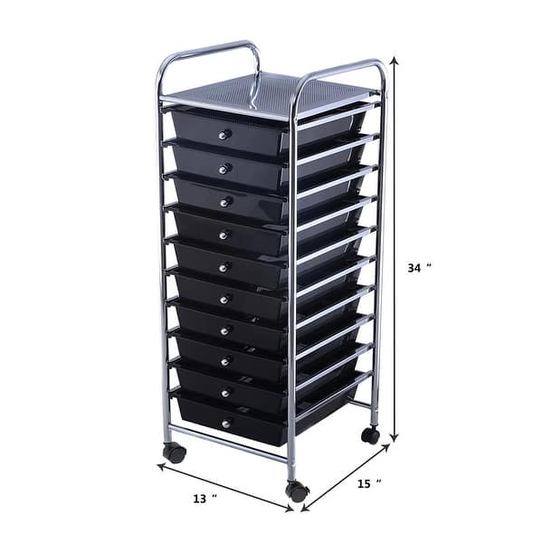 10-Drawer Rolling Cart Utility Organizer with Wheels