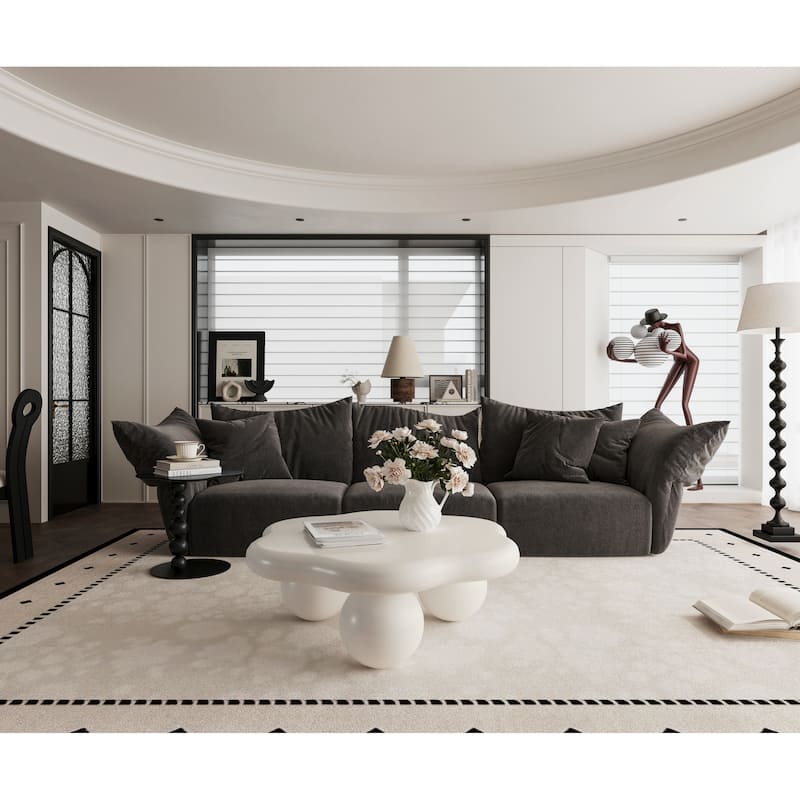 35" Cloud Shaped Modern Minimalist Coffee Table with Spherical Legs