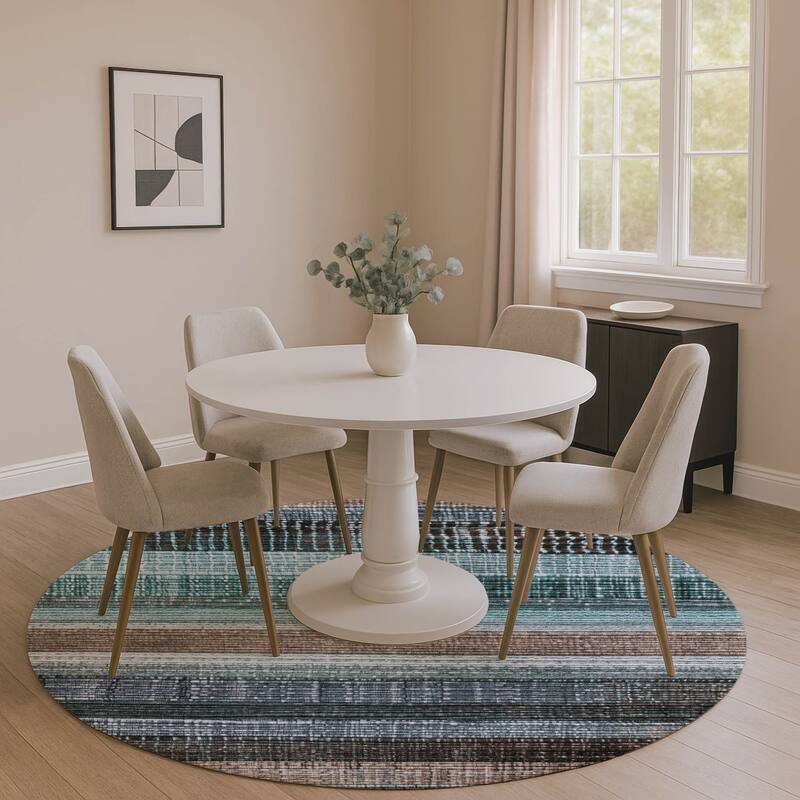 Premium Washable Super Soft Ombre Stripe Mayfield Rug - Teal - 8' x 8'