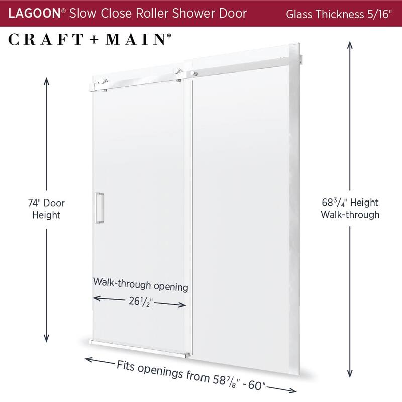 CRAFT + MAIN LGRLSC6074-CL Lagoon 74" High x 60" Wide Sliding