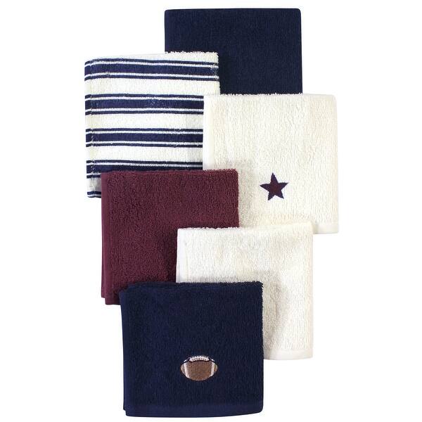 slide 1 of 1, Hudson Baby Infant Boy Super Soft Cotton Washcloths, Football, One Size - Football - One Size One Size - Football