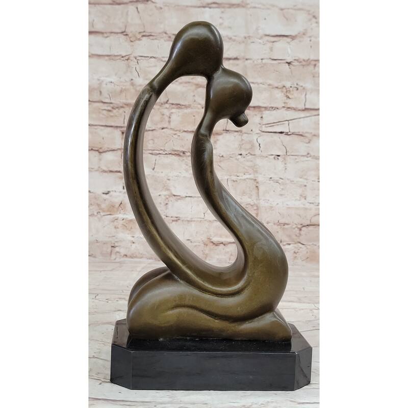 Abstract Bronze Sculpture Of A Couple Kissing - Love Romance Original Art
