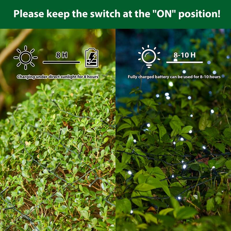 Glitzhome Set of 2 Outdoor Solar Powered String Light with 200LEDs - 200LEDs Set of 2