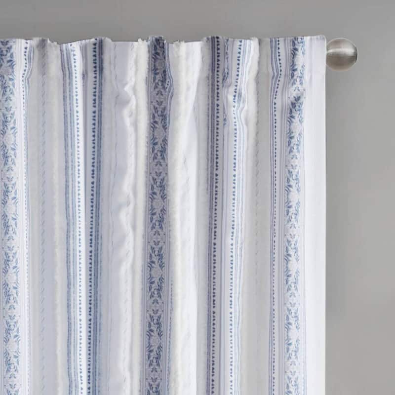 Poly Printed Curtain Panel with Tufted Stripe and Lining